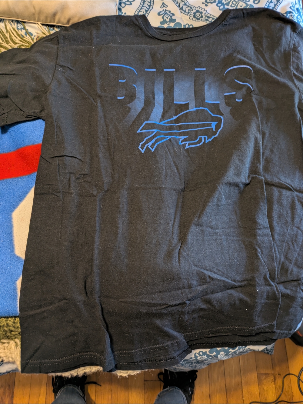 Team Apparel Black Tee with Blue Team Graphic